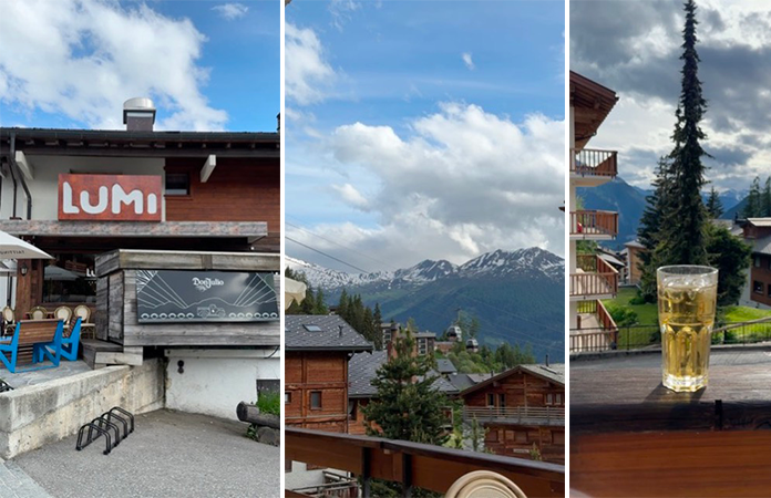 Apéro sur la terrasse panoramique de Verbier